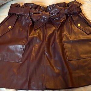 Marc New York Faux Leather Belted Skirt in Zinfandel Size XL